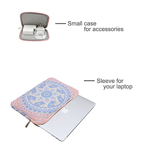MOSISO Laptoph  lle f  r 13-13 3 Zoll MacBook Pro  MacBook Air  Notebook Computer mit Kleinen Fall  Canvas Gewebe Mandala Muster Schutzh  lle H  lle S