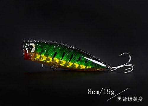 LLZJPYG Lu Ya ba ba wave surface of the floating water system luminous lure freshwater sea turtle mouth bass black bait long-range cast climbing, O black back green yellow