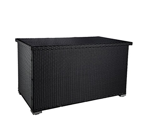 PREMIUM „Venezia“ 950 L XXL Kissenbox (es regnet nicht rein) L 146 cm x B 83 cm x H 80 cm ideal als Buffet Tisch nutzbar mit 2 x Gasdruckstoßdämpfer und eingebauter Tischplatte Farbe: Schwarz - 3