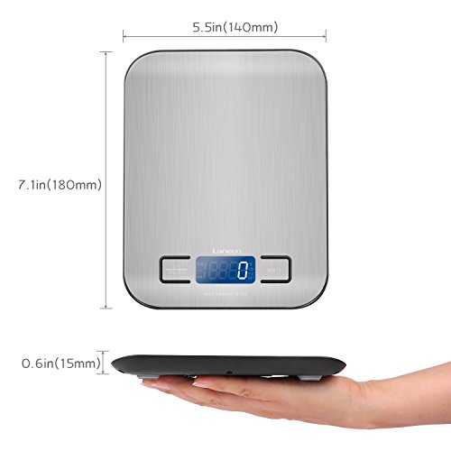 Digitale Küchenwaage, Laneco Digitalwaage, Hohe Präzision auf bis zu 1g (10kg Maximalgewicht), Tara-Funktion Electronische Waage, Großem LCD-Anzeige Küchenwaage, Inkl. Batterie - 2