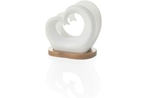 Brandani 54145 Portatovaglioli doppio cuore in porcellana bianca con supporto bamboo