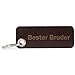 Produktbild HUNTON Leder Schlüsselanhänger Leder Bruder Gravur Bruder der Welt - Brudi Für Junge/Männer, Persönlich Geschenk/Geschenkidee, Schlüsselring, männlich 4mm Öse
