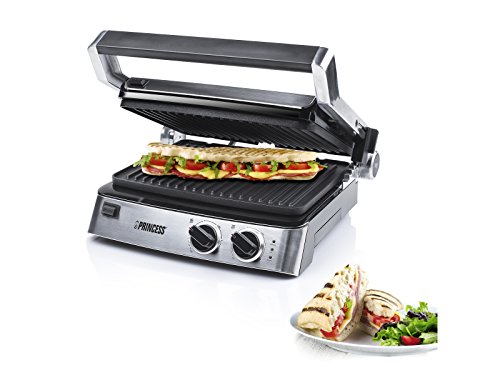Princess 01.117300.01.001 Kontaktgrill 2 Thermostate für separate Temperatureinstellung, 2000 W, grau - 2