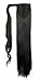 17/23 inches Fashion Long Wrap Around Ponytail Straight Curly Wavy Clip in Pony Tail Hair Extension Extensions Black Blonde Brown (23 inches, Natural Black)