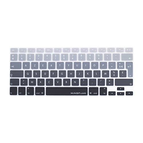 MiNGFi Französisch Tastatur Silikon Schutz Abdeckung AZERTY für MacBook Pro 13, 15, 17 Air 13 Zoll EU Keyboard Layout Silicone Cover - Grau Gradient
