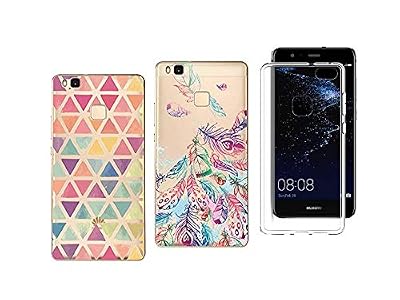 Novago Compatible avec Huawei P9 Lite (2016) Coque Gel Souple Transparente Solide Anti Choc avec Impression de qualité (3 Coques, Multicolore 5)