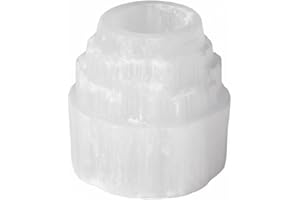 AROMASENSES | Portavelas Selenita Catedral | Piedra Natural | Limpieza Energética y Armonía | Ideal Para Meditación, Rituales y Decoración Zen