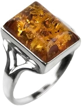 Bernstein Sterling Silber Rechteckige Ring