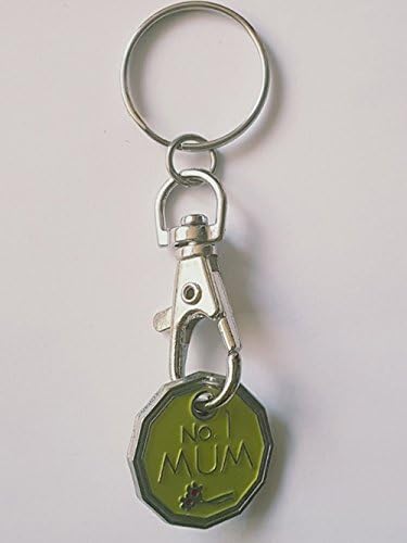 NEW SHAPE Shopping Trolley Token £1 Coin Pound Key Ring Clasp Supermarket Locker Gift (NO.1 MUM)