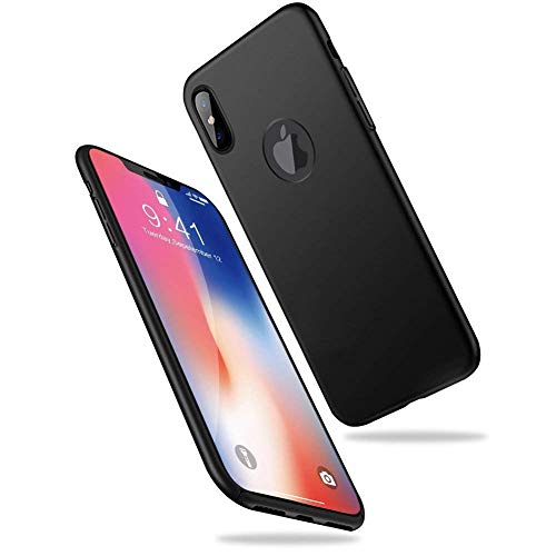 Vkaiy Funda iPhone X, Negro Carcasa Ligera Silicona Suave TPU Gel Bumper Case Cover de Protección Antideslizante [Anti-Rasguño] [ Anti-Golpes] Caso para Apple iPhone X, Negro