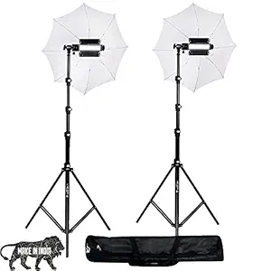 HIFFIN Extra-Heavy-Duty Porta Kit (14 feet) with Pair of Light Stands, Porta Lights and Umbrellas Professional Studio Setup