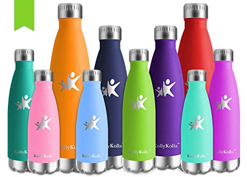KollyKolla Bottiglia Acqua in Acciaio Inox, 650ml Senza BPA Borraccia Termica, Isolamento Sottovuoto a Doppia Parete, Borracce per Bambini, Scuola, Sport, All'aperto, Palestra, Yoga, Verde Chiaro