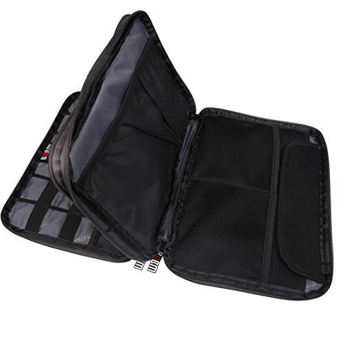 BUBM Elektronische Tasche für Reise mit Doppelschicht behilfliches Werkzeug für Handy, iPad und Tablet (bis 10,1 Zoll) mit Griff, Groß, Schwarz - 5