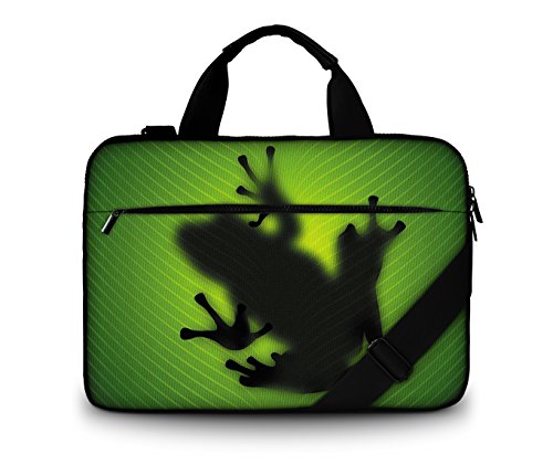 Luxburg® Design gepolsterte Business- / Laptoptasche Notebooktasche 13,3 bis 14,2 Zoll mit Schultergurt, Mehrzwecktasche, Motiv: Frosch Silhouette