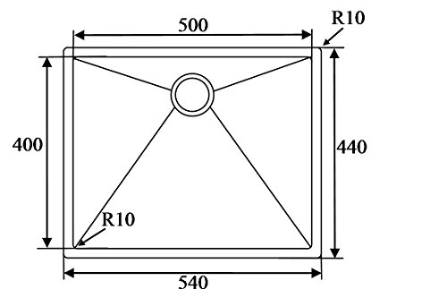 Luxus Edelstahlspüle, Edelstahlbecken, Spüle, Küchenspüle mit Hygieneradius, 500x400x185mm - 9