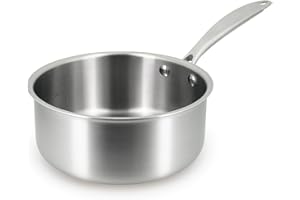 MENASTYL - Casserole inox 18/10 Triply 18cm tous feux dont induction fabriquée en France - sans PFAS ni substances nocives - Compatible lave-vaisselle - Poignée rivetée - 6020490