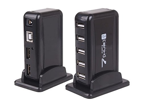 LS Premium USB2.0 HUB 7 Port mit Netzteil (5V, 1000mA) schwarz | USB HUB High Speed aktiv mit Stand und AC Adapter | 7 Port, schwarz - 3
