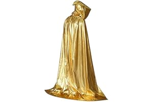 BKRDTY BOSSTER Halloween Umhang Golden Unisex Umhang Kapuze Lange Kapuzenumhang mit Haltegurt für Halloween Kostüm Cosplay Party