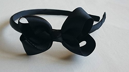 Alice Band With Bow Girls Ribbon Hair Band Headband (Black)