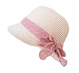 pamela rosa cuadros valencia tamaño S: approx.48cm Sombrero Cloché Panamá Pamelas Paja Para Bebé Niñas Rosa Bowknot Viaje Sombrero Verano,S