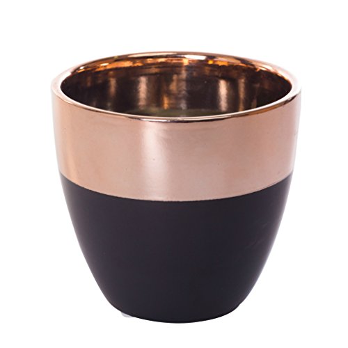 Blumentopf schwarz Pflanztopf Übertopf Keramik Kupferlackierung (Dekoobjekt) (Ø14 cm * H 13,5cm (Innen: Ø12,3cm * H13cm)) - 2