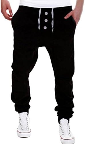 friendG Mens Sweatpants Men Joggers Pants Drop Crotch Pant Casual Harem Trousers Jogger Dance Sportwear Slacks Cotton Baggy 3 Buttons Crotch Gym Exercise Sportswear (XXXL, Black)