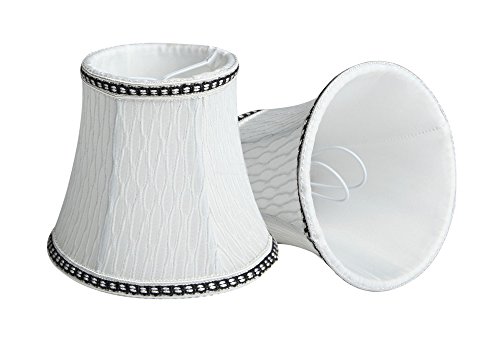 Splink 2 Pcs Lampenschirm E12/E14 Organza Stoff Stehlampe Tischlampenschirm mit Gold Trim Vintage Barockstil Stil 80*120*110mm