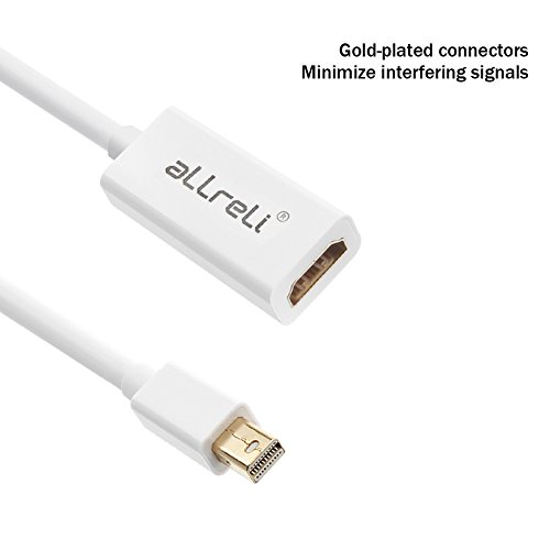 aLLreLi® 4Kx2K Mini Displayport auf HDMI Adapter / Kabel | Thunderbolt auf HDMI | Unterstützt Auflösungen bis zu 4K (3840×2160) | 24k vergoldete Kontakte | Video+Audio | für Apple iMac Macbook Air Pro - 3