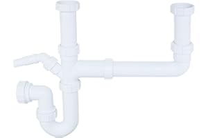 SÄUBER® Kitchen Sink Waste Pipe Kit for 1.5 Bowl One and Half Sinks White Easy to Fit Durable