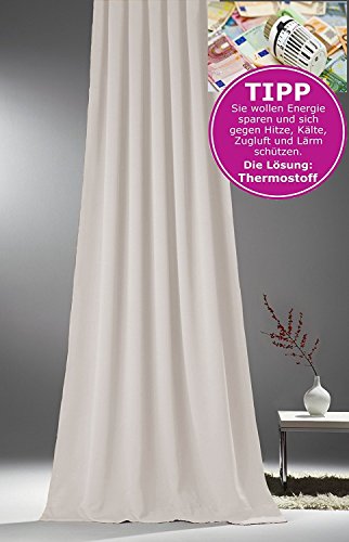 Gardine Vorhang für Verdunkelung & Thermoeffekt * XXL 145x250 cm (BxH) * MASSANFERTIGUNG * auf Kräuselband in 10 Farben * Lärmdämmend * MADE IN GERMANY (weiß)