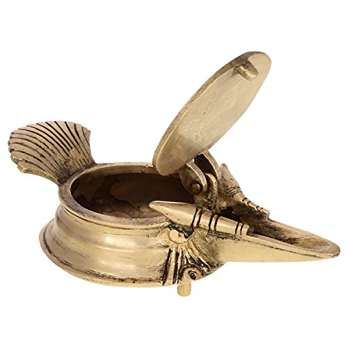 Kapasi Handicrafts Conch Shape Brass Divi / Diya / Deepak / Oil lamp Pooja (3 x 5 x 2 Inches)