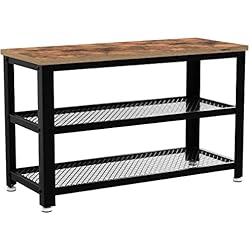 VASAGLE Banc à Chaussure Vintage, Étagère à Chaussure à 3 Niveaux, Armature métallique, 73 x 30 x 45 cm, pour Entrée, Salon, Couloir, Marron Rustique LBS73X