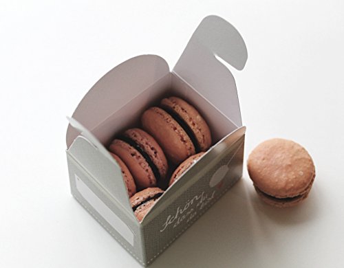 10 kleine Pralinenschachteln, Kartonagen, Kuchenschachteln zum selbst Befüllen: Schön, dass du da bist – für Macarons, Mini Cupcakes, Pralinen, Muffins, Glückskekse oder Gastgeschenke Hochzeit, Grau- und Beigetöne, Herz - 4