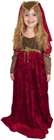 Girls Fancy Dress Costume Juliet Large Red Medieval Middle Ages