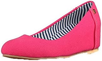 Odomolor Women's Pull-On Round-Toe Kitten-Heels Fabric Solid Pumps-Shoes, Rosered, 44