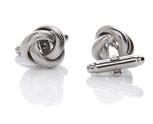 DNDYCNDY Exklusive, klassische Manschettenknöpfe The Knot Silber für Herren, elegant und ein Hauch maritim | Nickelfreies Metall | Manschetten Knöpfe Knoten in Geschenk Box