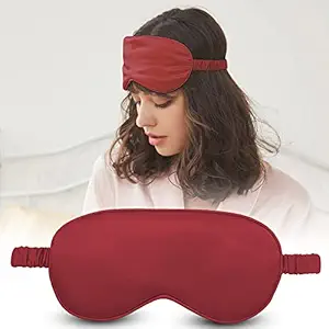Jenna Natural Silk Sleeping Eye Shade Mask Cover for Insomnia, Meditation, Puffy Eyes and Dark Circles Red