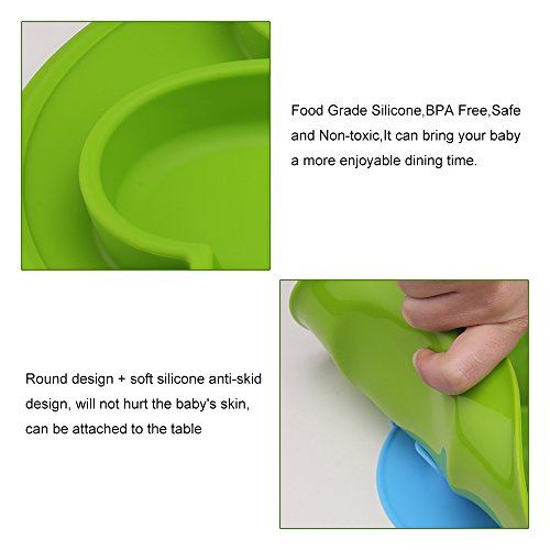 TOPQSC Babyteller mit dem Saugnapf Silikon Tischset Platzmatte leichte Reinigung Teller für Baby und Kinder - 4