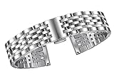 22mm Deluxe solide Edelstahl Uhrenarmband in Silber mit geraden oder gewölbten Enden und Faltschließe