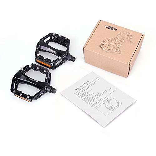 Fahrradpedale, Mountainbike Pedale, amarey Pedale aus einer Aluminiumlegierung mit hochwertiger Lagerung, Anti-Rutschpedal, Trekking Pedale (ein Paar), für Mountainbike, Rennrad, Stadtrad u.a. schwarz - 8
