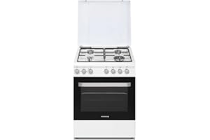 Cuisiniere gaz Rosieres RGG663CSW/E - Cuisinière 60 cm Blanc - Table de cuisson Gaz - Four Electrique 63 litres - Nettoyage Catalyse - Classe énergétique A