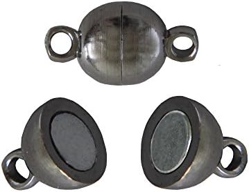 Pack of 6 Sets Magnetic Clasps Half Circle Silver-Plated Metal Dark (Gun Metal) 11x6 mm