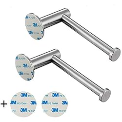 Abimars - Soporte para rollo de papel higiénico (2 unidades, autoadhesivo, acero inoxidable 304, para colgar en la pared, con adhesivo de repuesto 3M para baño, cocina, lavatorio)