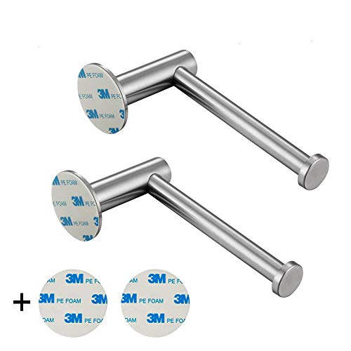 Abimars - Soporte para rollo de papel higiénico (2 unidades, autoadhesivo, acero inoxidable 304, para colgar en la pared, con adhesivo de repuesto 3M para baño, cocina, lavatorio)
