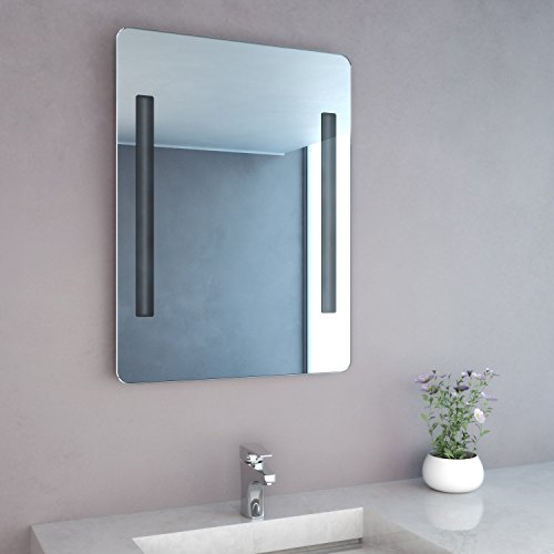 NEG Badspiegel MITRA 80x60cm (HxB) Spiegel (abgerundet) mit integrierter und energiesparender LED-Beleuchtung (warmweiß 3000 Kelvin) IP44 - 3