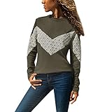 ITISME Damen Strickjacke Womens Casual Langarm Splicing Farbe Oansatz T Shirts Tops Bluse T-Shirt