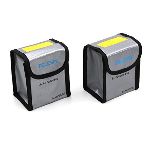 Preisvergleich Produktbild TELESIN Lipo Sicherheitsschutz 2 Paket für Mavic Pro Feuerbeständige Explosionsgeschützte Lipo Batterie Safe Tasche Dual Batterie Lade & Aufbewahrungstasche Sack