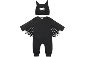 FANCYINN Unisex Halloween Pagliaccetto del Bambino del Bambino del Bambino Halloween Pipistrello Costume Cosplay Tute Cappello Completi Set 3-24 Mese