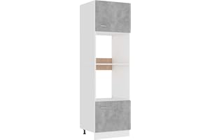 Tidyard Armario de Microondas Armario de Cocina Estantes para Microondas Mueble Auxiliar para Microondas Aglomerado Gris Hormigón 60x57x207 cm