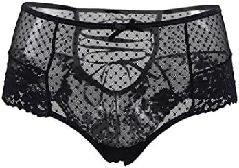 Jimmkey Sexy Girl High Waist G-String Brief Pantie Thong Lingerie Knicker Lace Underwear,Corset Sexy Lingerie,Women Lace Cotton Underwear Panties Sets Open Back Hipsters Thongs (Black, M)